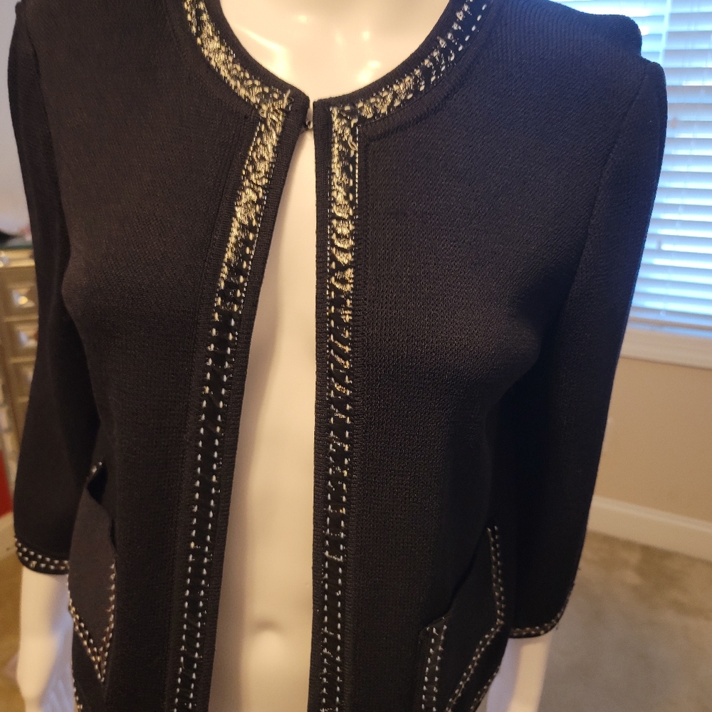 St John Sweater with Leather Trim